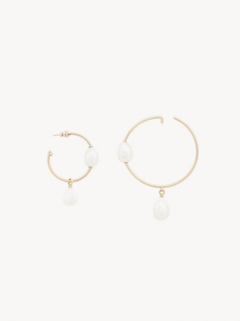 Aretes Chloe Darcey Hoop Dorados Blancos | CHE-SR14442