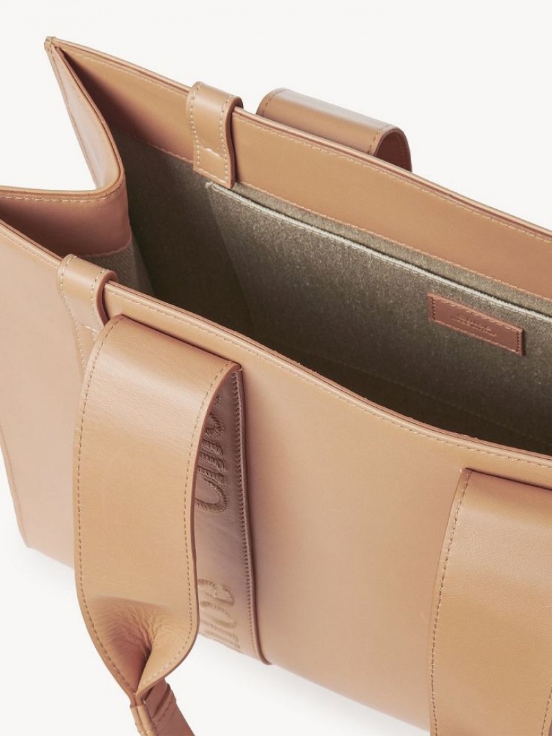 Bolso Tote Chloe Medium Woody Marrom Claro | CHE-SR13353