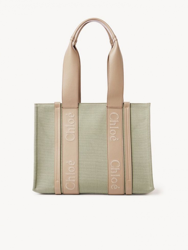 Bolso Tote Chloe Medium Woody Verdes | CHE-SR13314